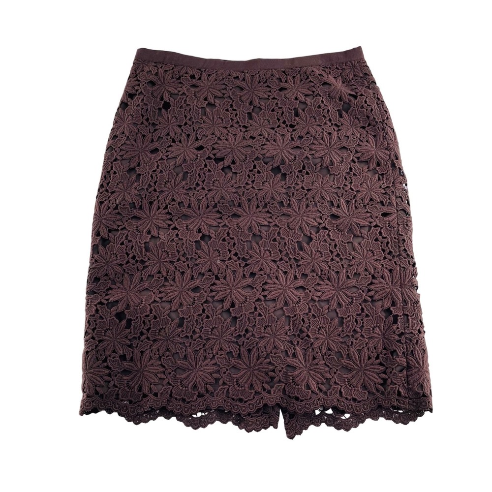 Talbots Womens Brown Floral Lace Pencil Skirt Size‎ 8 Phoebe Buffay Boho Chic